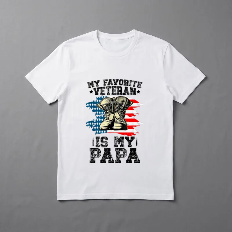 My Favorite Veteran Is Papa Kids T-Shirt – Classic T-Shirt in Black