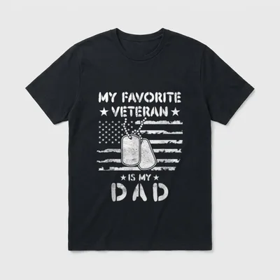 My Favorite Veteran Is Dad Kids T-Shirt – Classic T-Shirt in Black