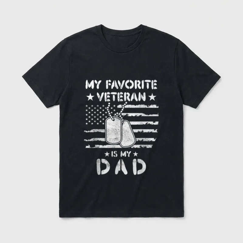 My Favorite Veteran Is Dad Kids T-Shirt – Classic T-Shirt in Black