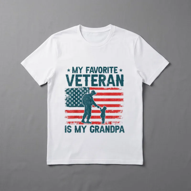 My Favorite Veteran Is Grandpa Veterans T-Shirt – Classic T-Shirt in Black