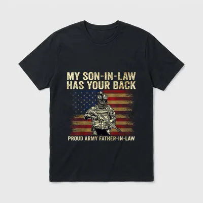 Back Proud Army Father-in-law Veteran T-Shirt – Classic T-Shirt in Black