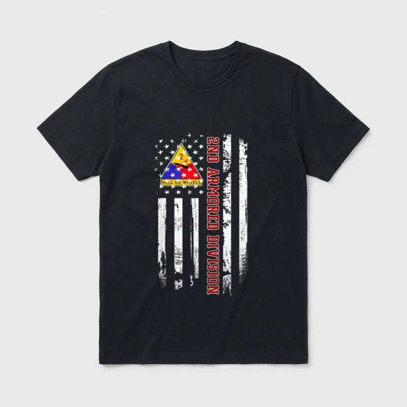 Armored Division American Flag Military Veteran T-Shirt – Classic T-Shirt in Black