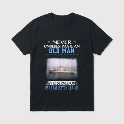 USS Charleston LKA-113 Veterans Day Father T-Shirt – Classic T-Shirt in Black