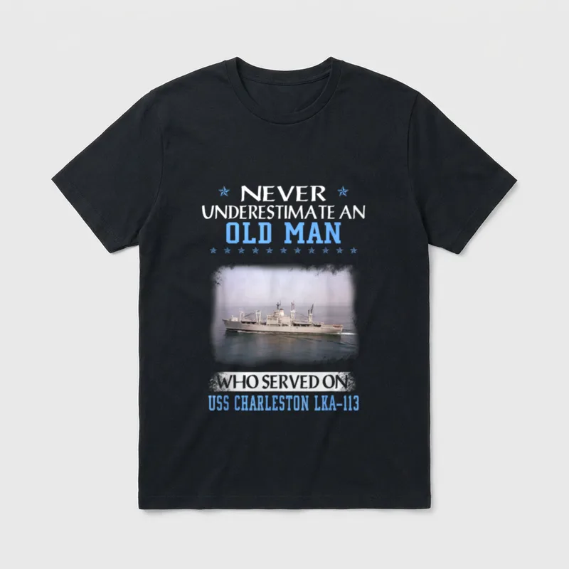 USS Charleston LKA-113 Veterans Day Father T-Shirt – Classic T-Shirt in Black