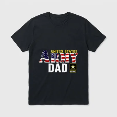 Army Dad with American Flag Veteran T-Shirt – Classic T-Shirt in Black