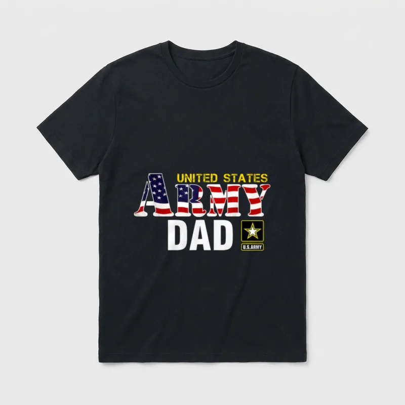 Army Dad with American Flag Veteran T-Shirt – Classic T-Shirt in Black