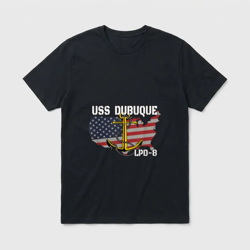 USS Dubuque LPD-8 Landing Platform Dock T-Shirt – Classic T-Shirt in Black