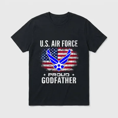 Proud Godfather with American Flag Veteran T-Shirt – Classic T-Shirt in Black