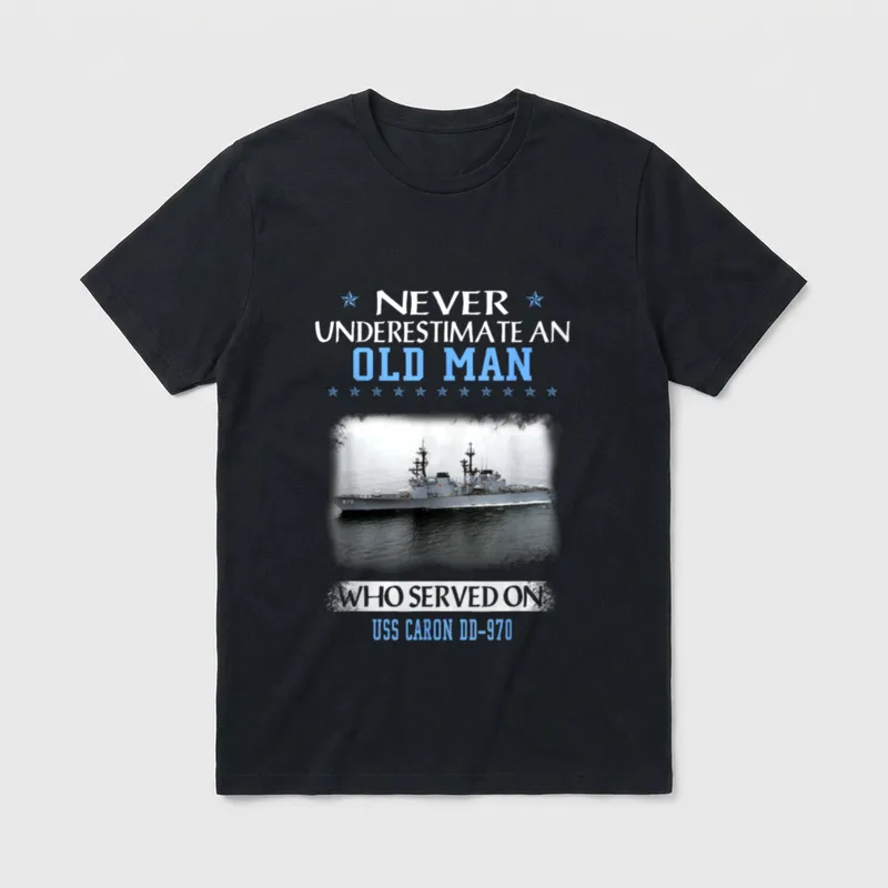 USS Caron DD-970 Destroyer Class Veterans T-Shirt – Classic T-Shirt in Black