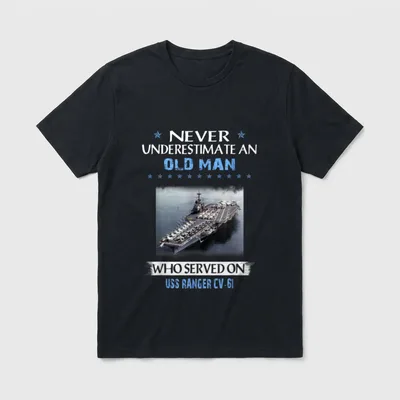 USS Ranger CV-61 Veterans Day Father T-Shirt – Classic T-Shirt in Black