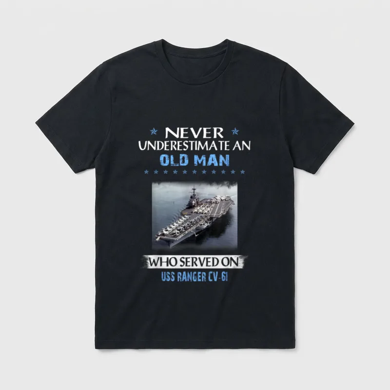 USS Ranger CV-61 Veterans Day Father T-Shirt – Classic T-Shirt in Black