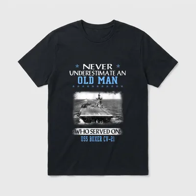 USS Boxer CV-21 Veterans Day Father T-Shirt – Classic T-Shirt in Black