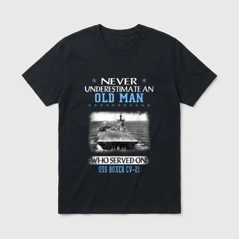 USS Boxer CV-21 Veterans Day Father T-Shirt – Classic T-Shirt in Black