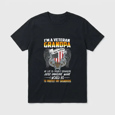 I'm a Veteran Grandpa Proud Dad T-Shirt – Classic T-Shirt in Black