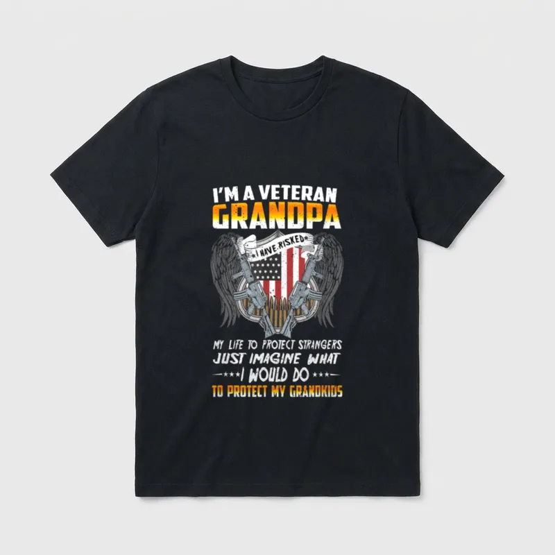 I'm a Veteran Grandpa Proud Dad T-Shirt – Classic T-Shirt in Black