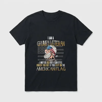 Flag Veterans Day Patriotic Grumpy Veteran T-Shirt – Classic T-Shirt in Black