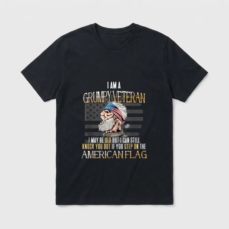 Flag Veterans Day Patriotic Grumpy Veteran T-Shirt – Classic T-Shirt in Black