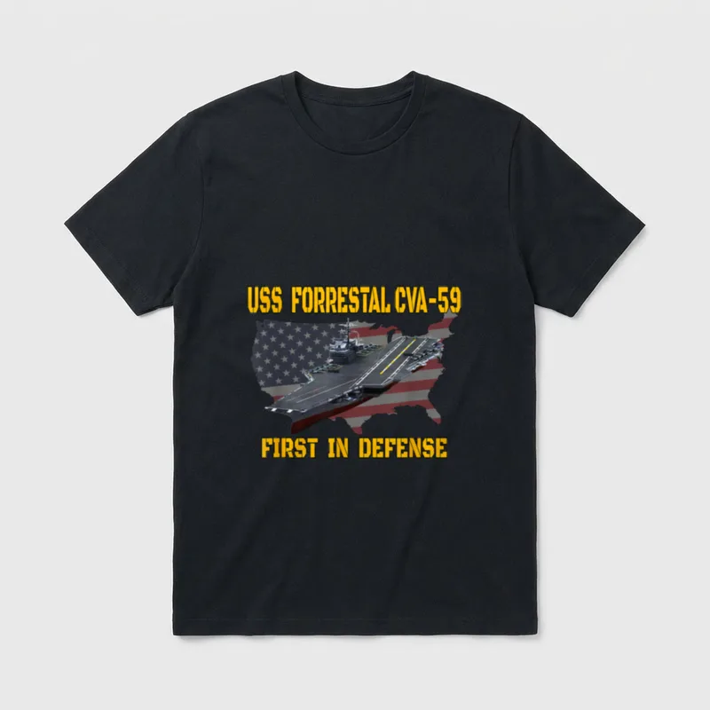 Aircraft Carrier USS Forrestal CVA-59 Veterans T-Shirt – Classic T-Shirt in Black