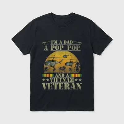 Dad Pop Pop Vietnam Veteran Helicopter T-Shirt – Classic T-Shirt in Black