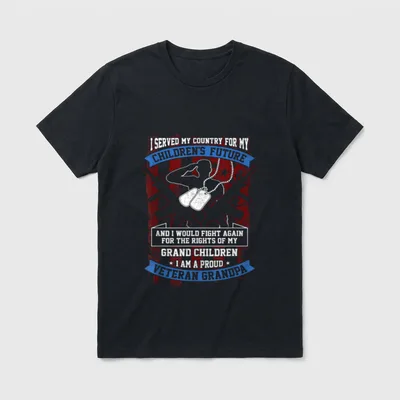 Country I'm a Proud Veteran Grandpa T-Shirt – Classic T-Shirt in Black