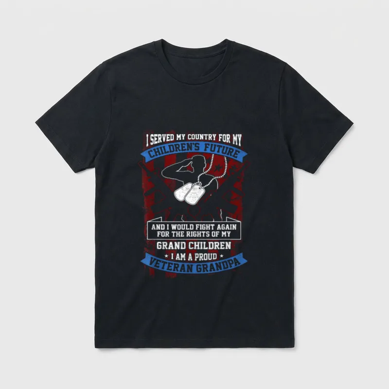Country I'm a Proud Veteran Grandpa T-Shirt – Classic T-Shirt in Black
