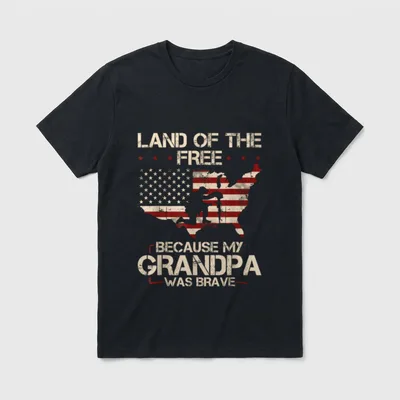 Free Because My Grandpa Was Brave T-Shirt – Classic T-Shirt in Black
