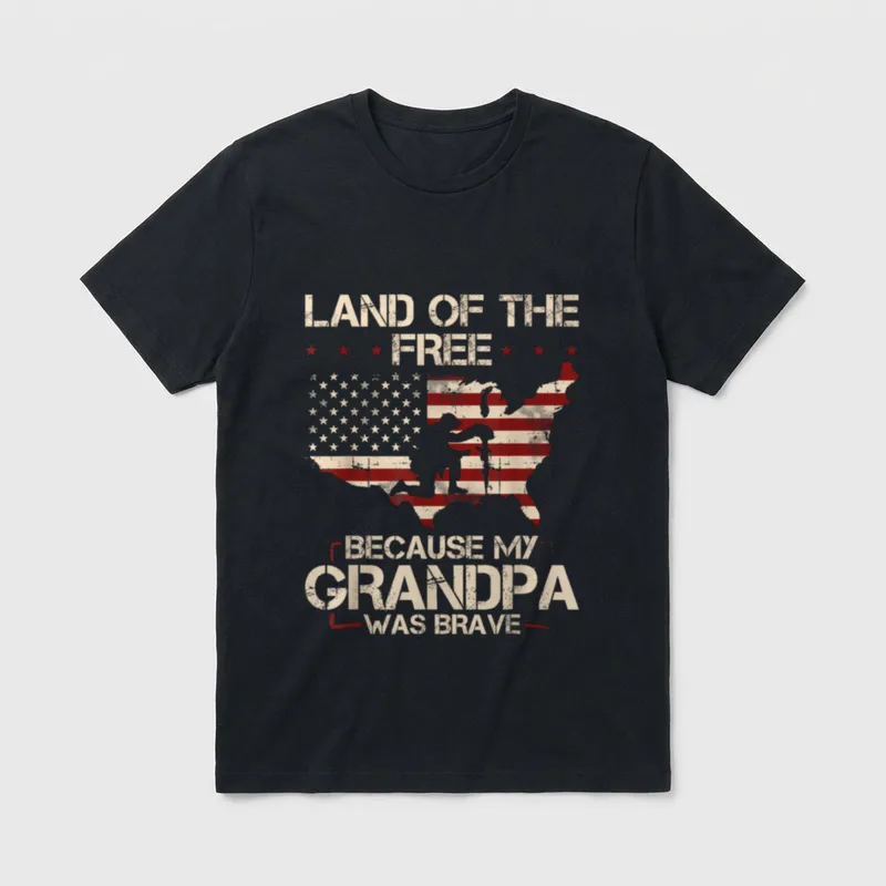 Free Because My Grandpa Was Brave T-Shirt – Classic T-Shirt in Black