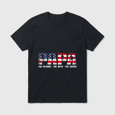 Papa Veteran Myth Legend Patriotic T-Shirt – Classic T-Shirt in Black