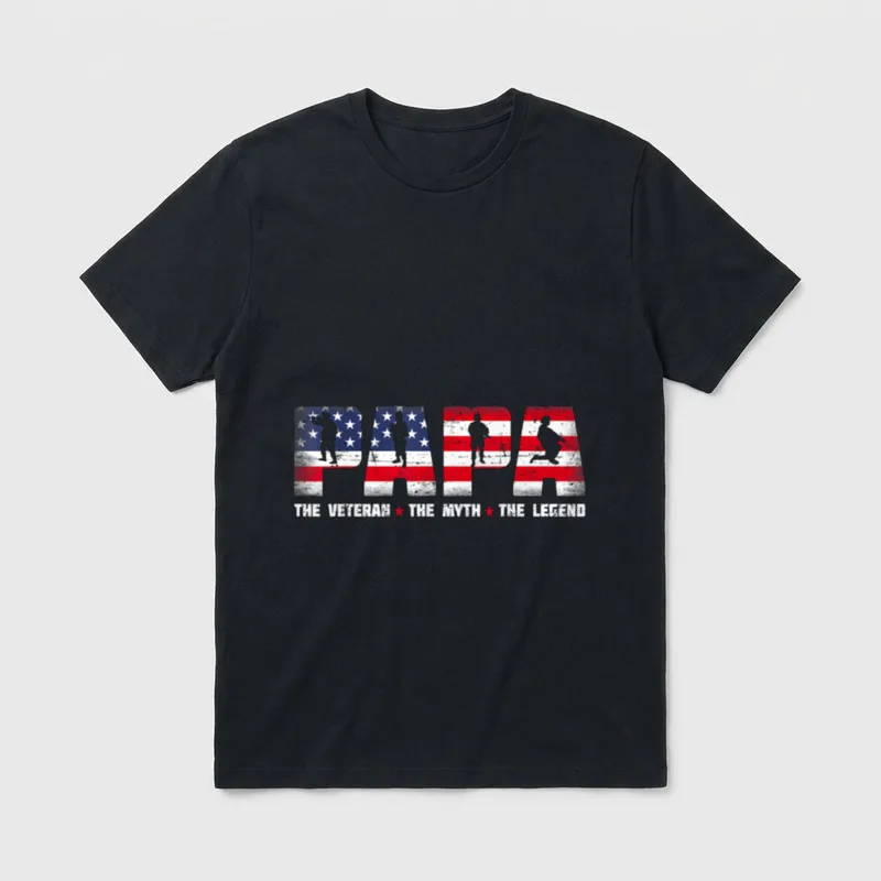 Papa Veteran Myth Legend Patriotic T-Shirt – Classic T-Shirt in Black