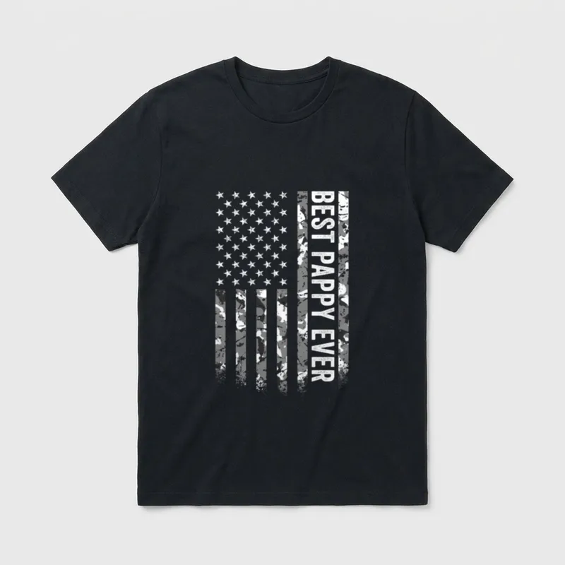 Pappy Ever American Flag Camo Veteran T-Shirt – Classic T-Shirt in Black