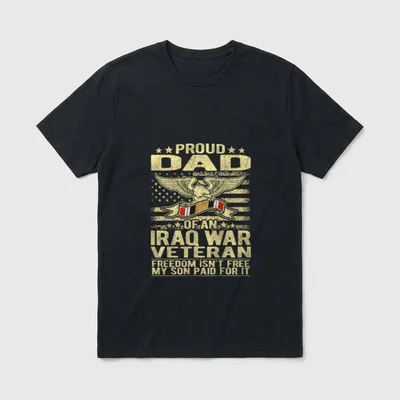 Free Proud Dad of Iraq War T-Shirt – Proud Dad of an Iraq War Veteran vintage eagle print shirt – Classic T-Shirt in Black