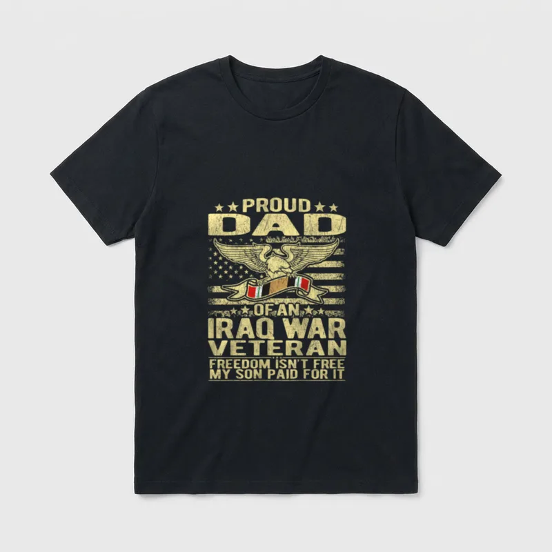 Free Proud Dad of Iraq War T-Shirt – Proud Dad of an Iraq War Veteran vintage eagle print shirt – Classic T-Shirt in Black