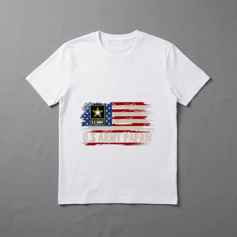 Army Papaw with American Flag Veteran T-Shirt – Classic T-Shirt in Black
