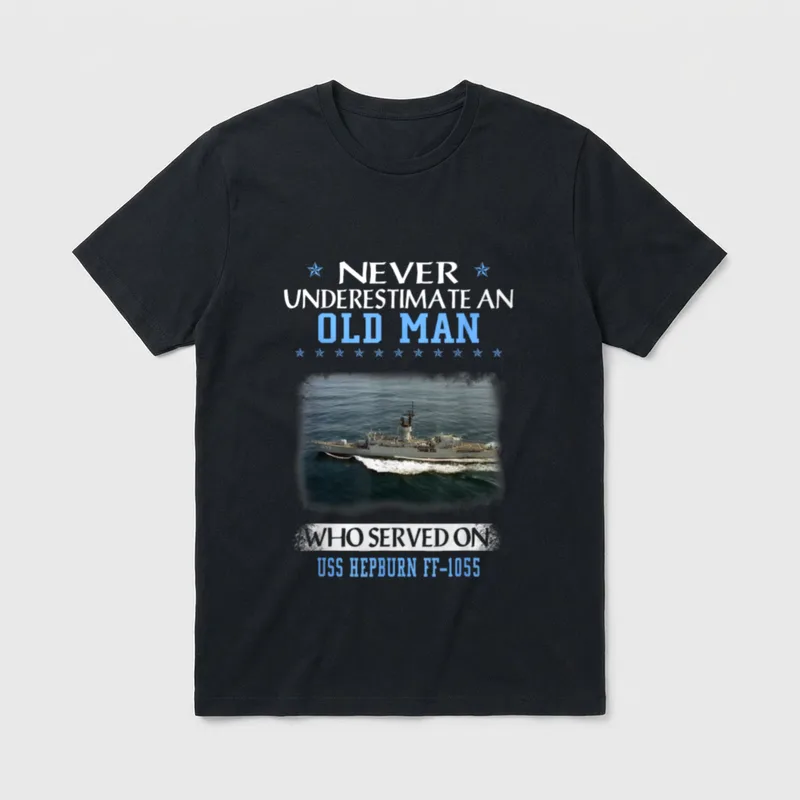 USS Hepburn FF-1055 Veterans Day Father T-Shirt – Classic T-Shirt in Black