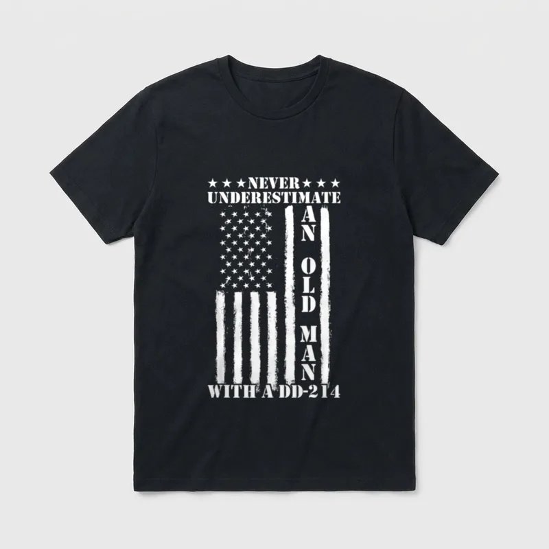 Patriotic Old Man with a Dd214 T-Shirt – Classic T-Shirt in Black