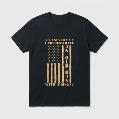 Patriotic Veterans Day Old Man T-Shirt – Classic T-Shirt in Black