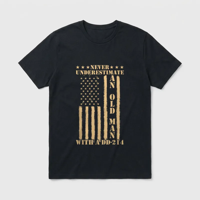 Patriotic Veterans Day Old Man T-Shirt – Classic T-Shirt in Black