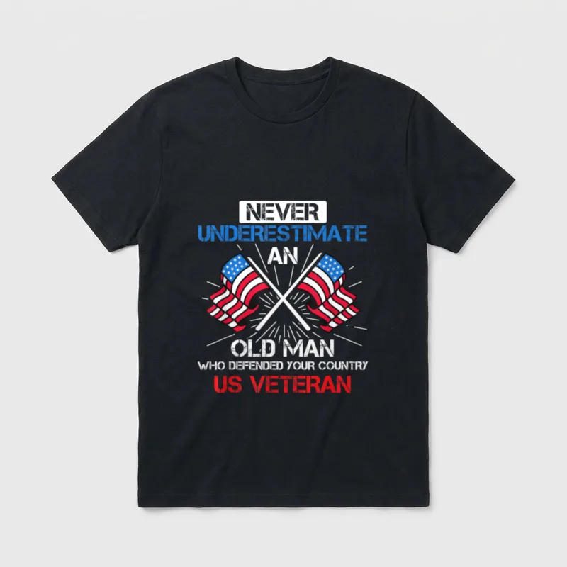 US Veteran Never Underestimate an Old T-Shirt – Classic T-Shirt in Black
