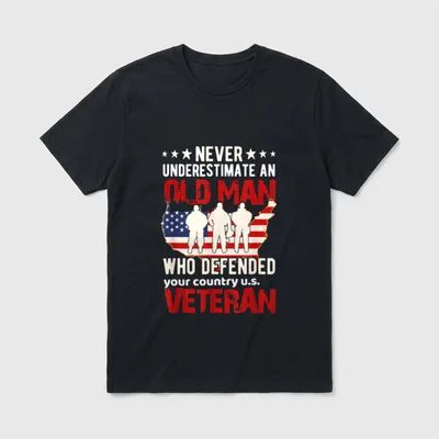 US Veteran Never Underestimate an Man T-Shirt – Classic T-Shirt in Black
