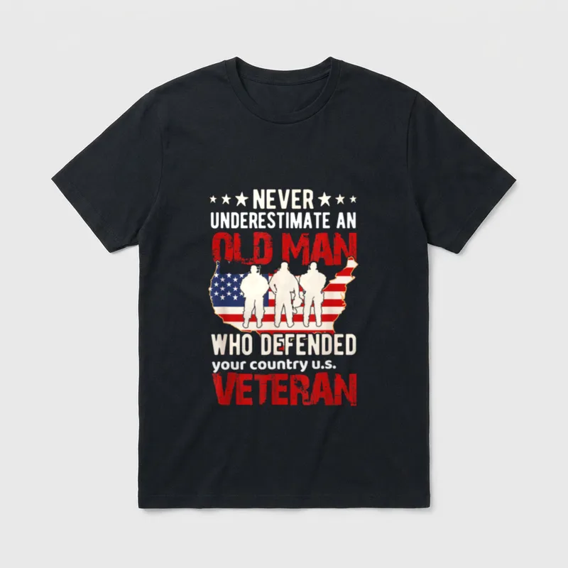 US Veteran Never Underestimate an Man T-Shirt – Classic T-Shirt in Black