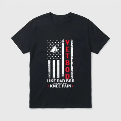 U S Flag Dog Tag Veteran T-Shirt – Classic T-Shirt in Black
