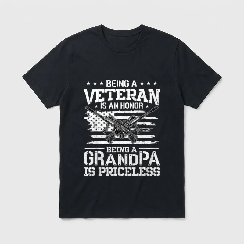 Being a Veteran Is an Grandpa T-Shirt – Classic T-Shirt in Black