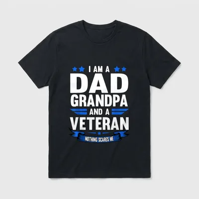 Dad Grandpa and Veteran Nothing Papa T-Shirt – Classic T-Shirt in Black