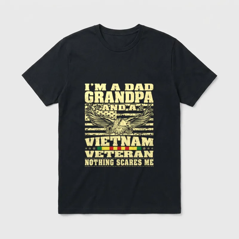 Dad Grandpa and Vietnam Veteran Who T-Shirt – I'm a Dad Grandpa Vietnam Veteran eagle flag design – Classic T-Shirt in Black