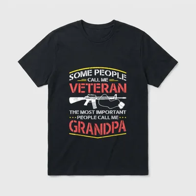 Veterans Dad Grandpa Veteran Patriotic T-Shirt – Classic T-Shirt in Black