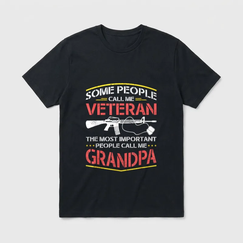 Veterans Dad Grandpa Veteran Patriotic T-Shirt – Classic T-Shirt in Black