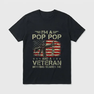 I'm Pop Pop and a Veteran T-Shirt – Classic T-Shirt in Black