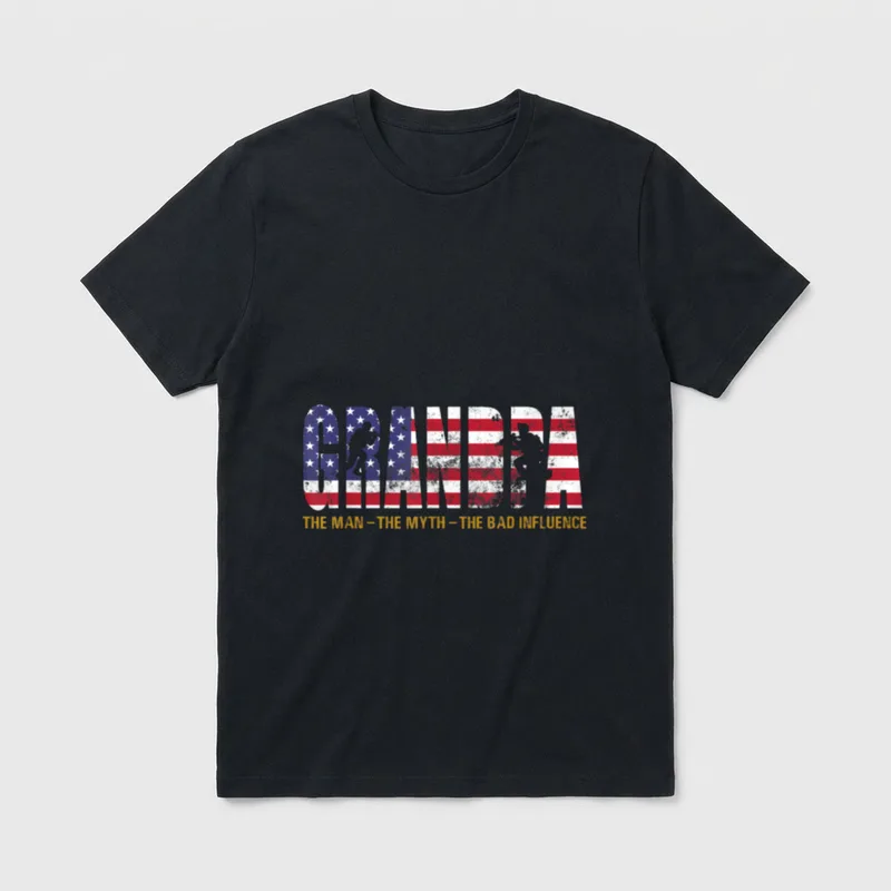 Veteran Grandpa the Man Myth Bad T-Shirt – Classic T-Shirt in Black