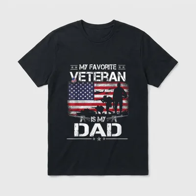 Flag Father Veterans Day T-Shirt – Classic T-Shirt in Black