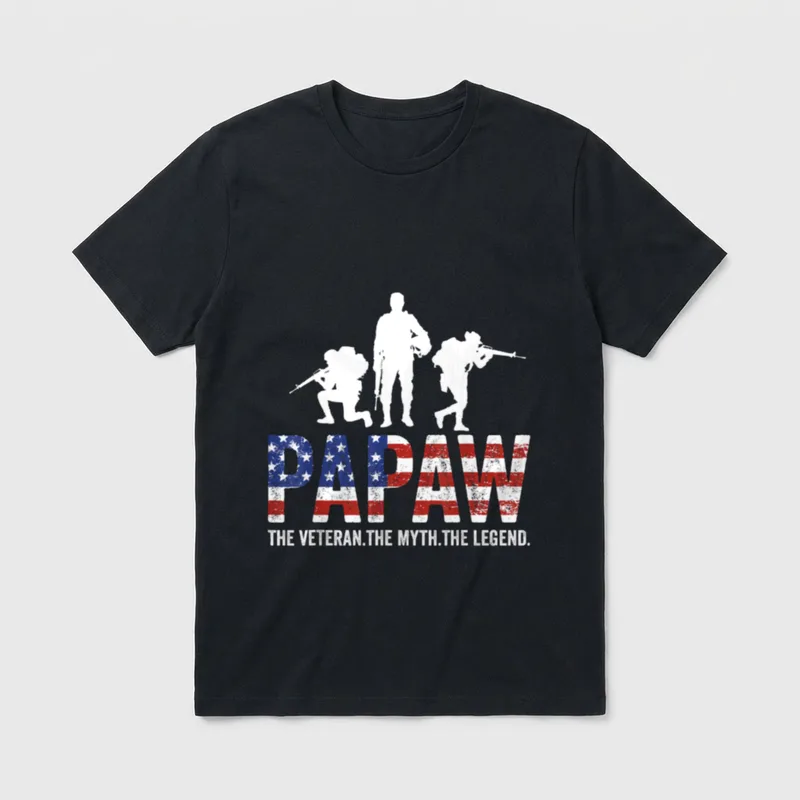 PAPAW the VETERAN MYTH LEGEND DAD T-Shirt – Classic T-Shirt in Black